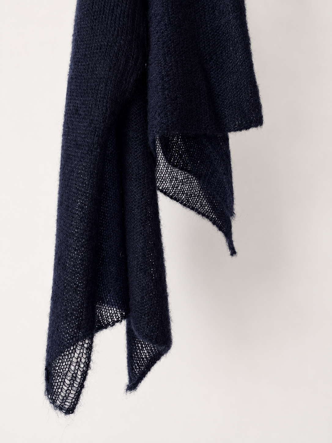 Close-up of the soft airy knit and edge detail