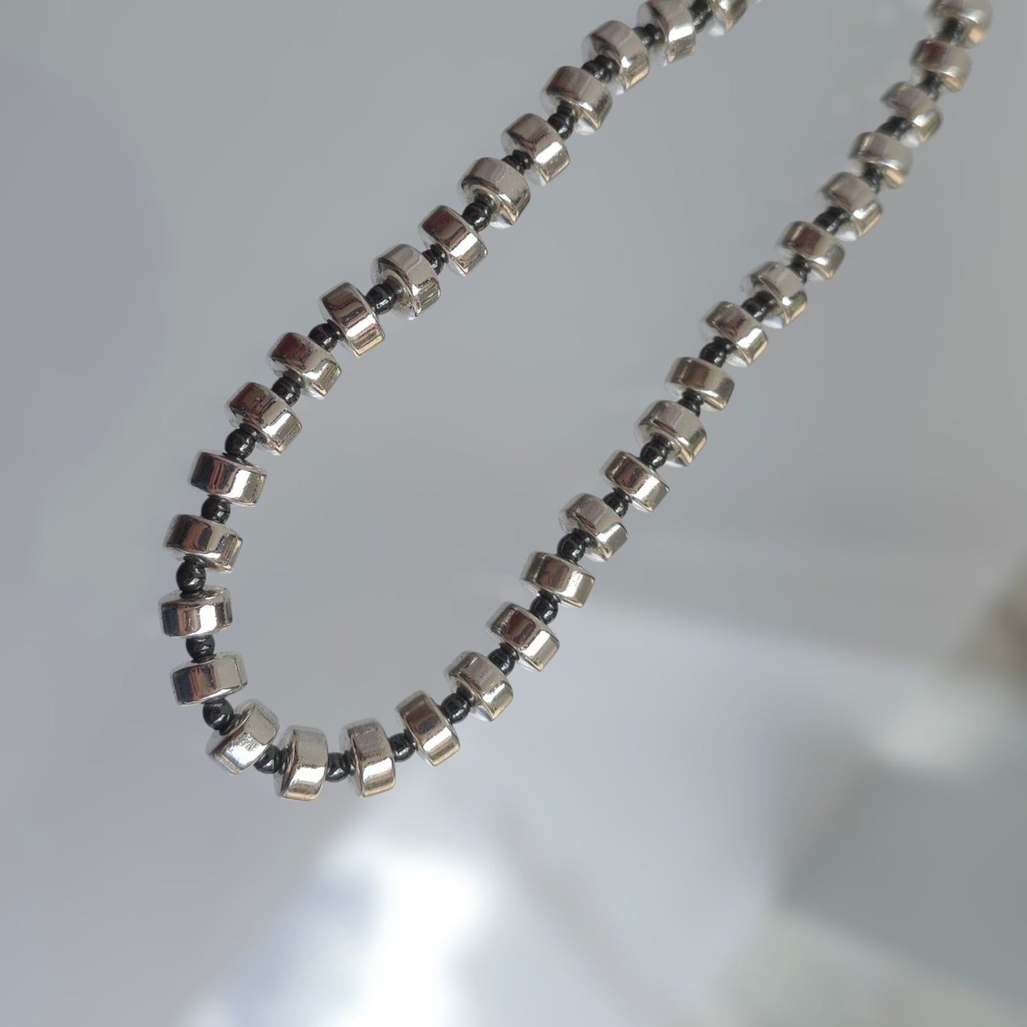 Minimalist Geometric Hematite Stone Necklace