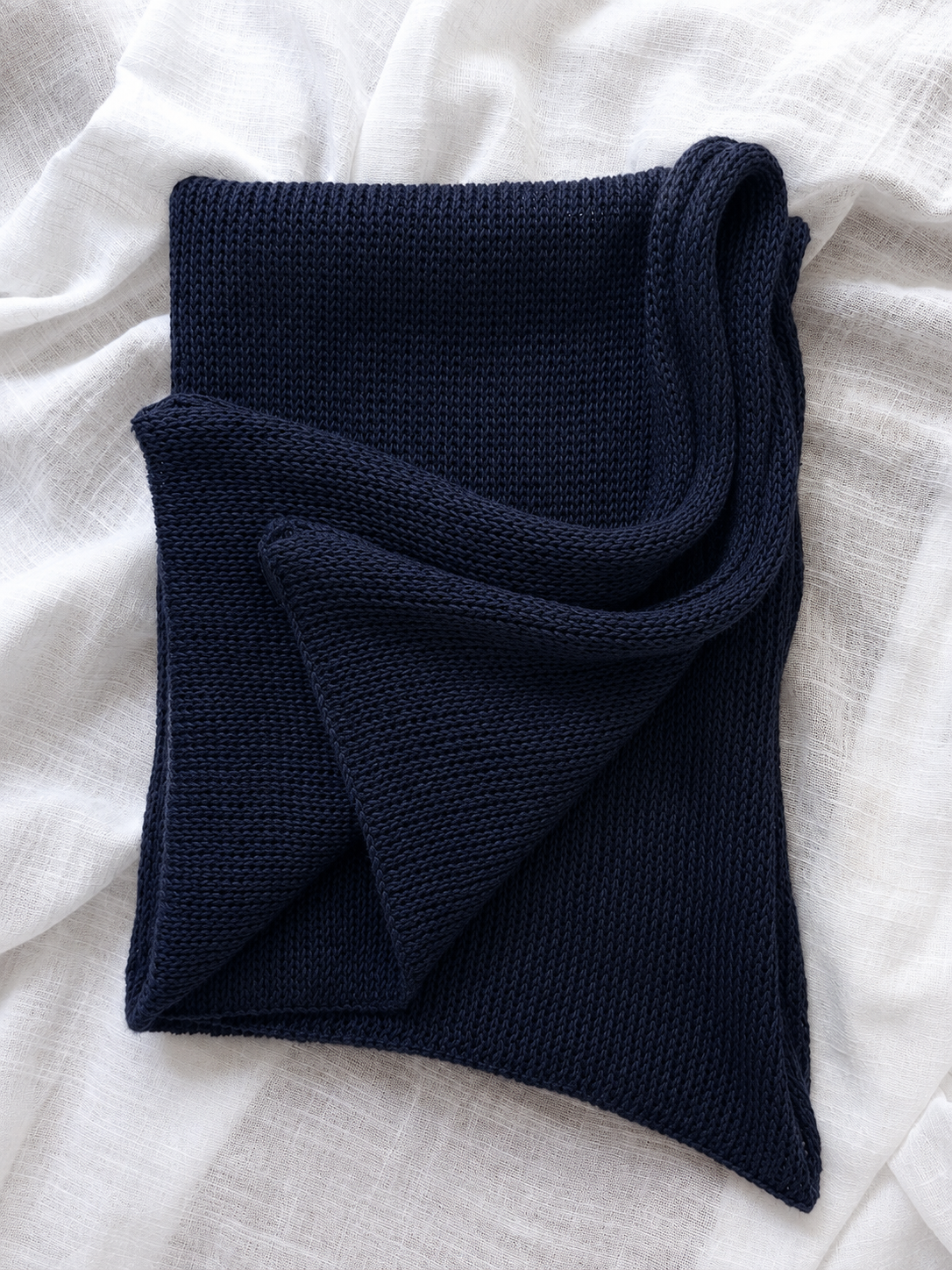 Folded Deep Navy 100% linen Infinity scarf