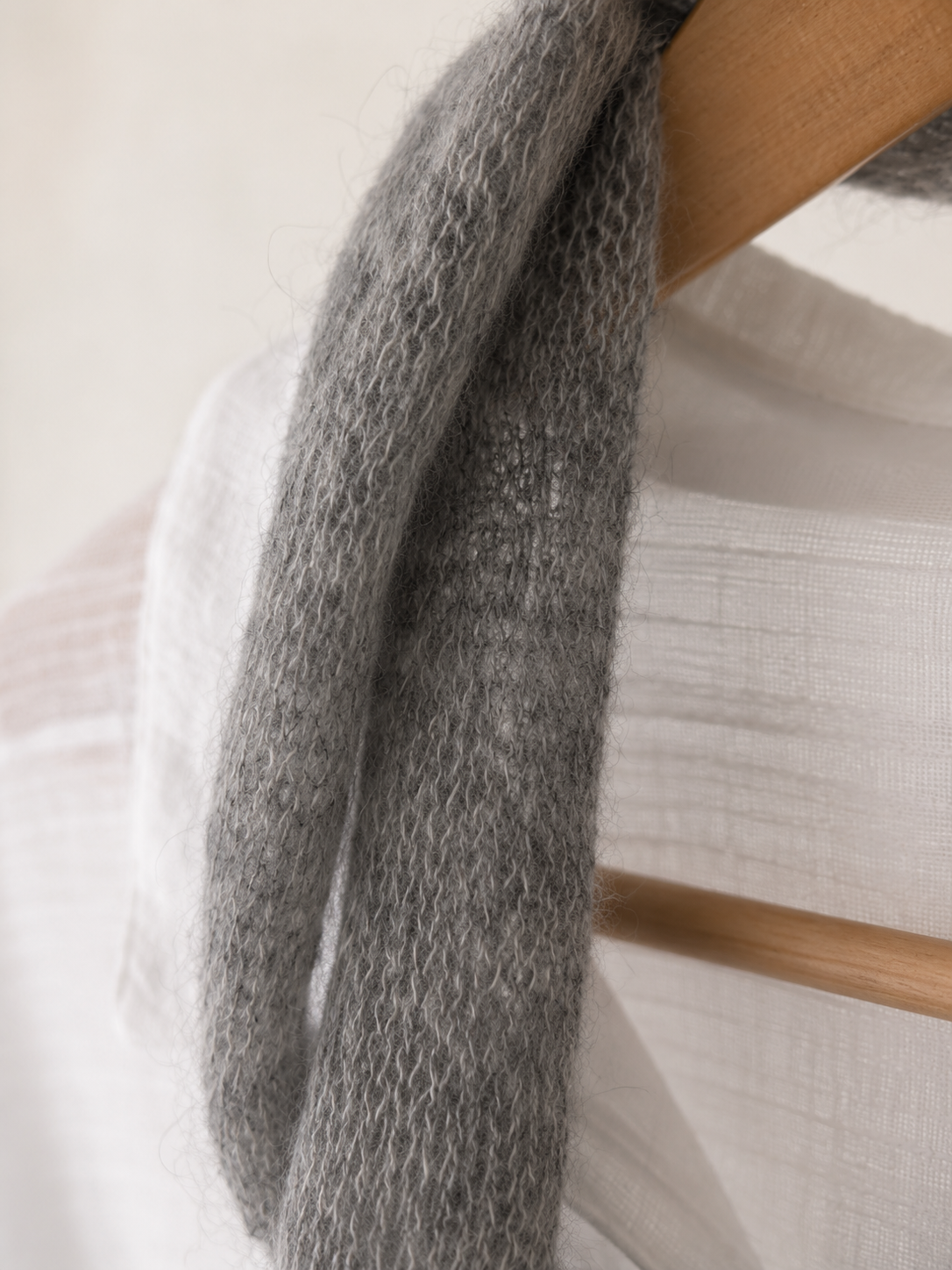 Macro texture of Grey Mist kid mohair knit