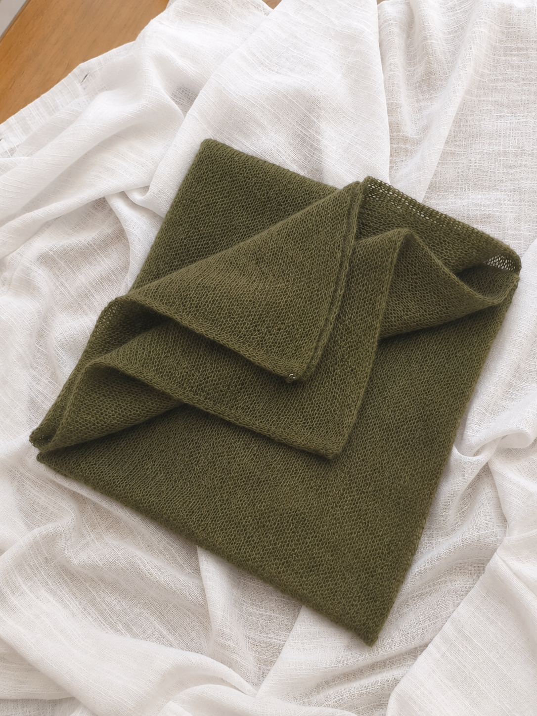 Olive Grove Infinity Scarf - Lightweight Mohair Blend Loop Scarf