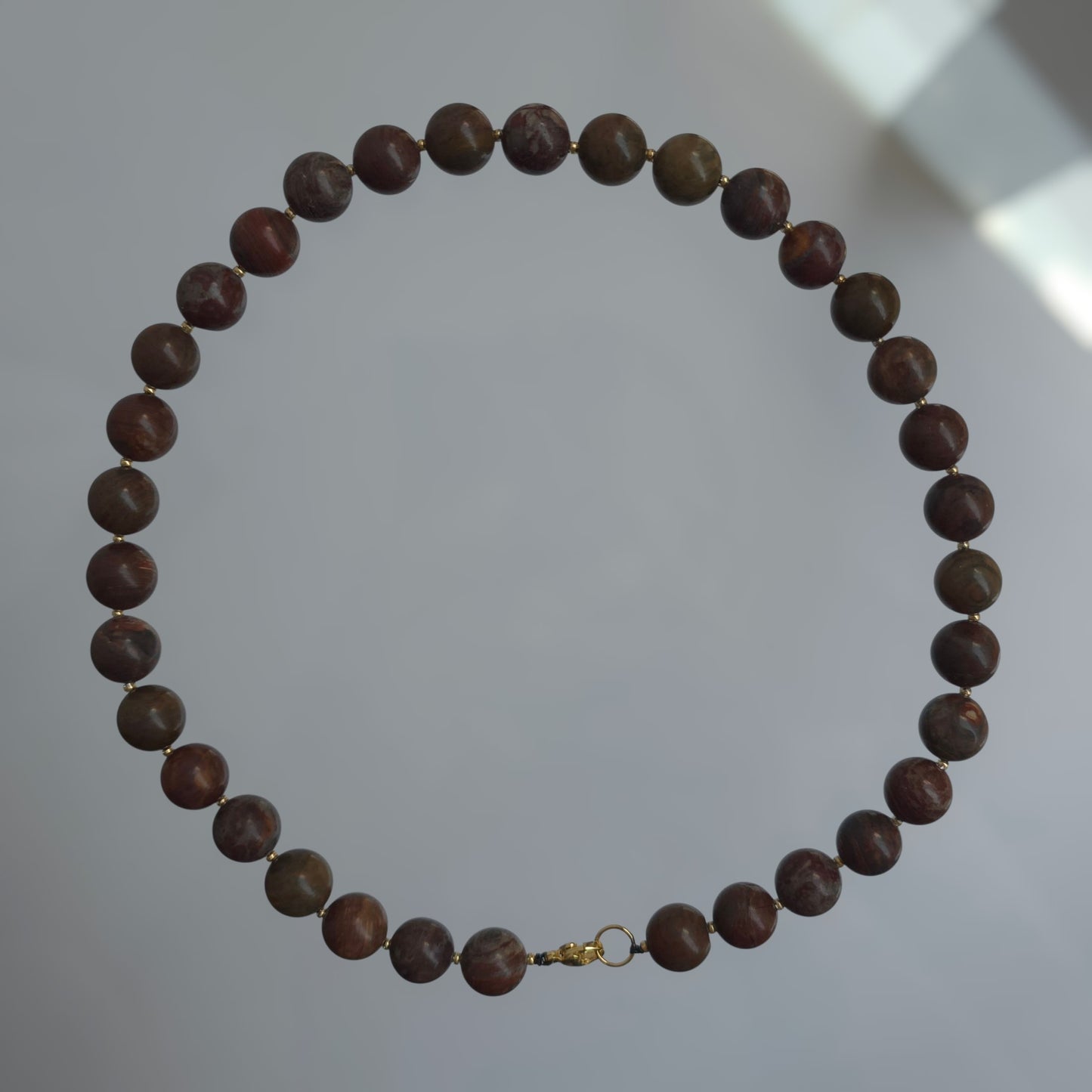 Earthy Red Agate Beaded Necklace – Minimalist Natural Stone Necklace