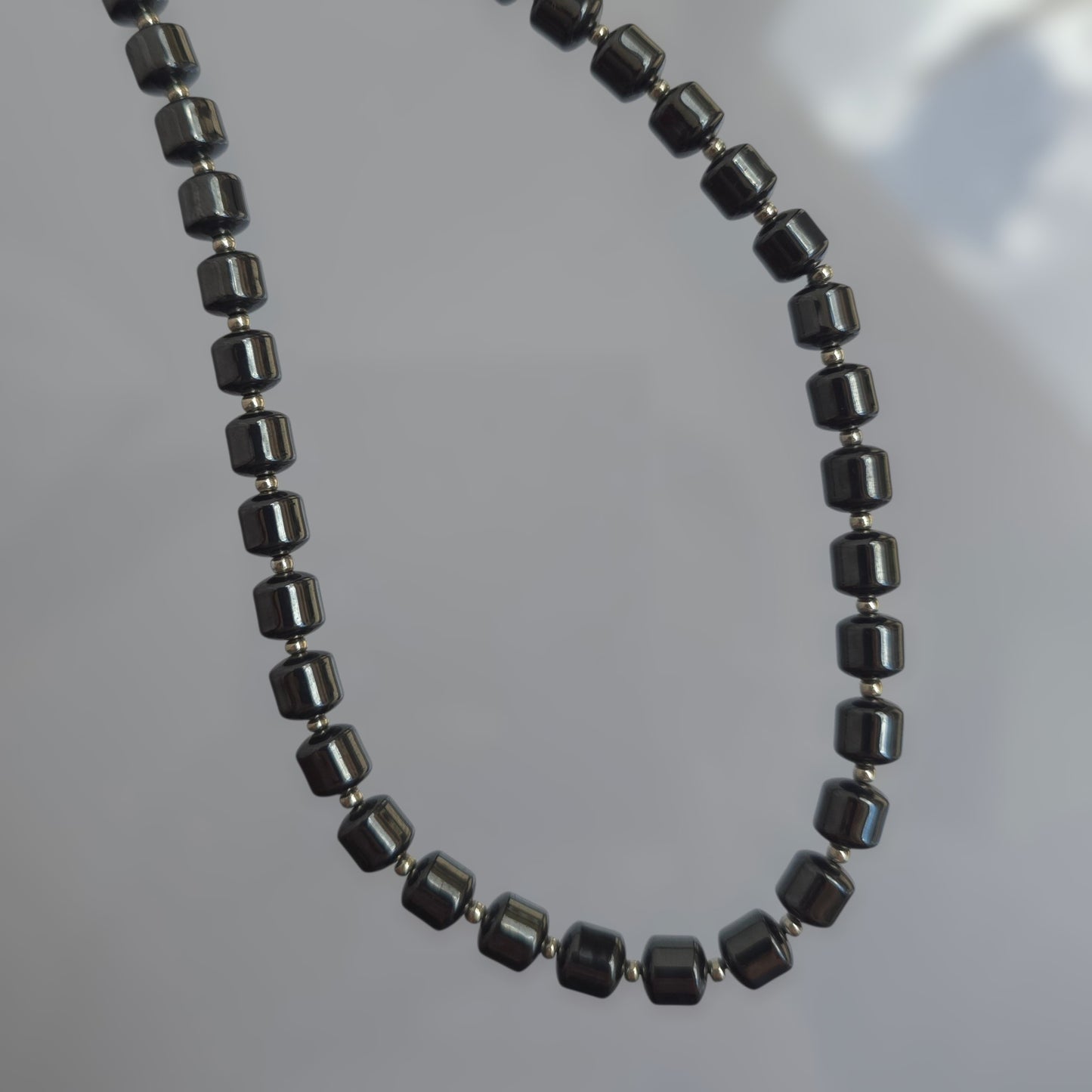 Minimalist Geometric Hematite Stone Necklace