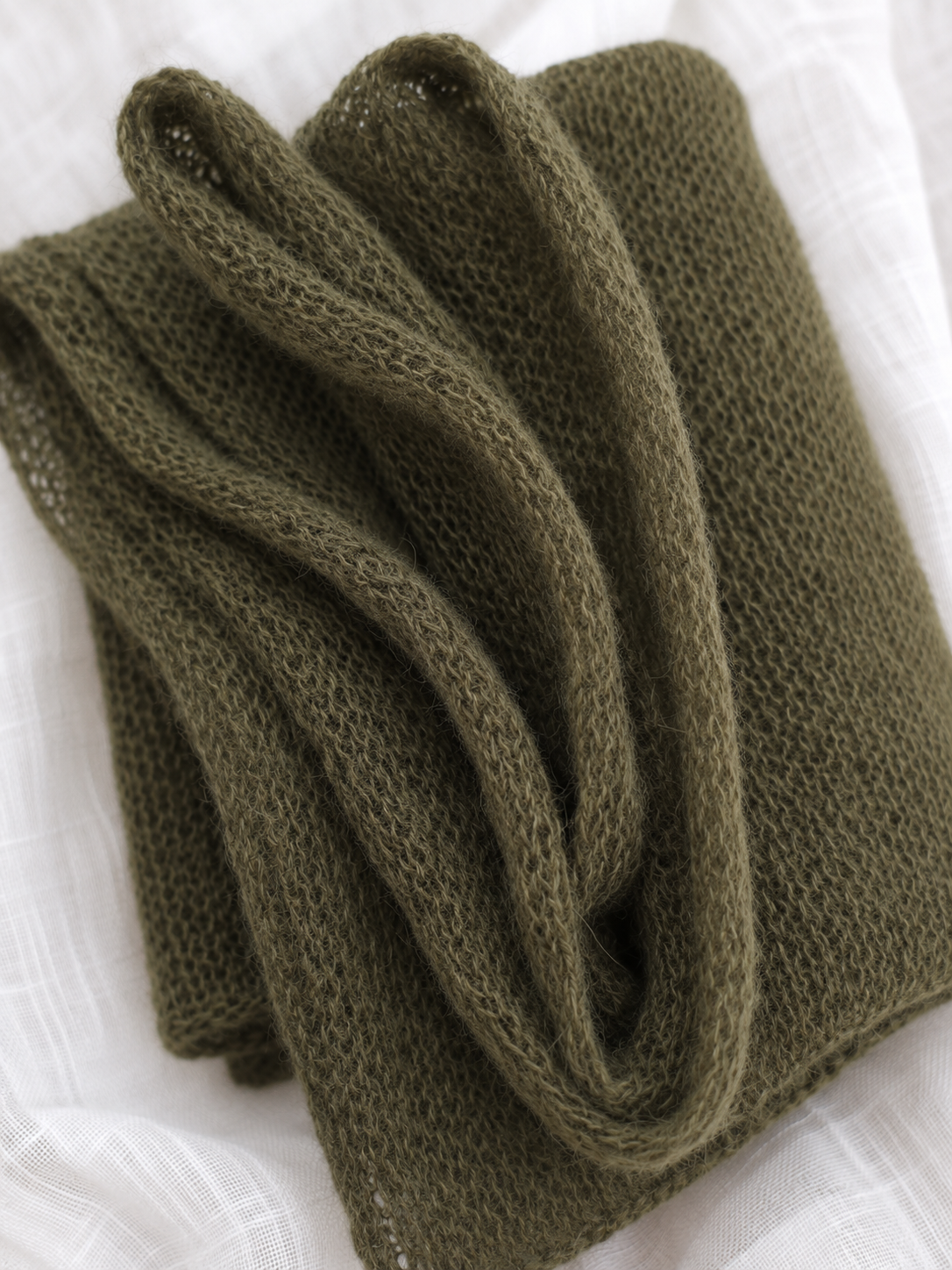 Olive Grove Infinity Scarf - Lightweight Mohair Blend Loop Scarf