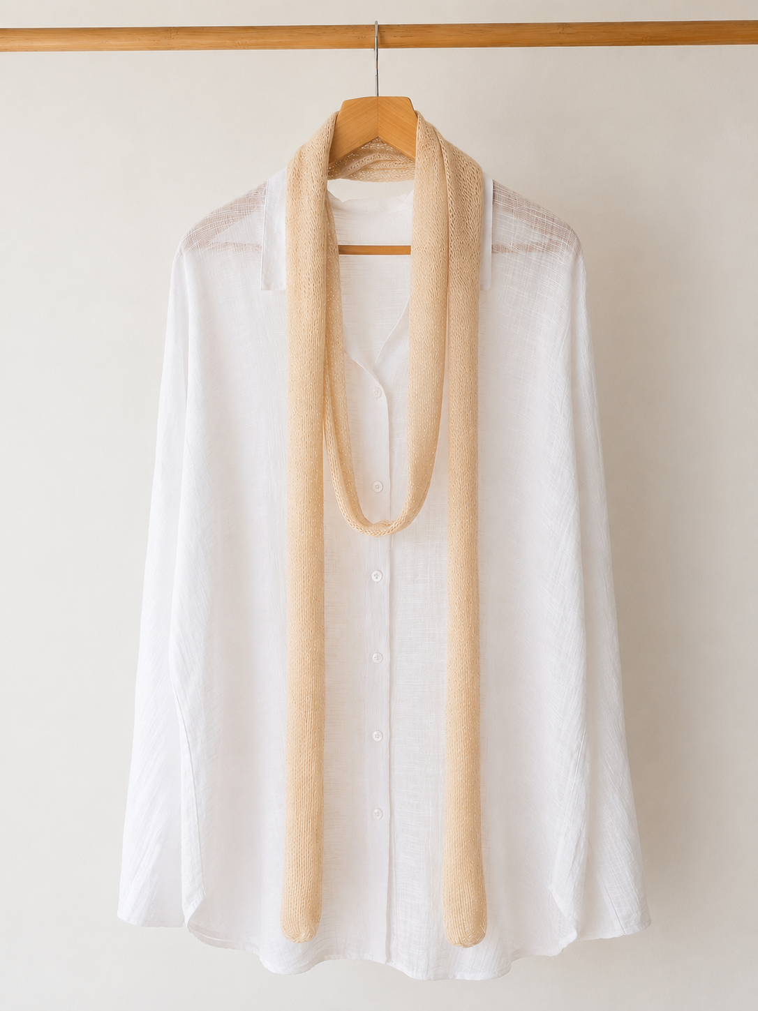 Champagne Mist - Extra Long Skinny Mohair Scarf with Soft Silver Shimmer