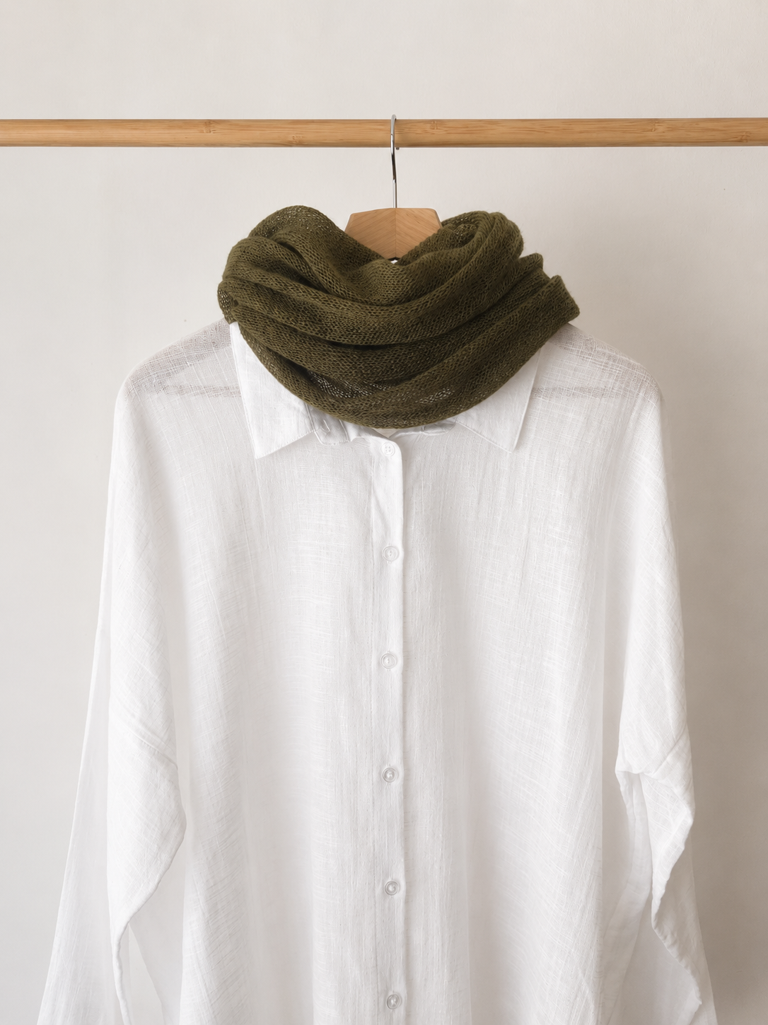 Olive Grove Infinity Scarf - Lightweight Mohair Blend Loop Scarf
