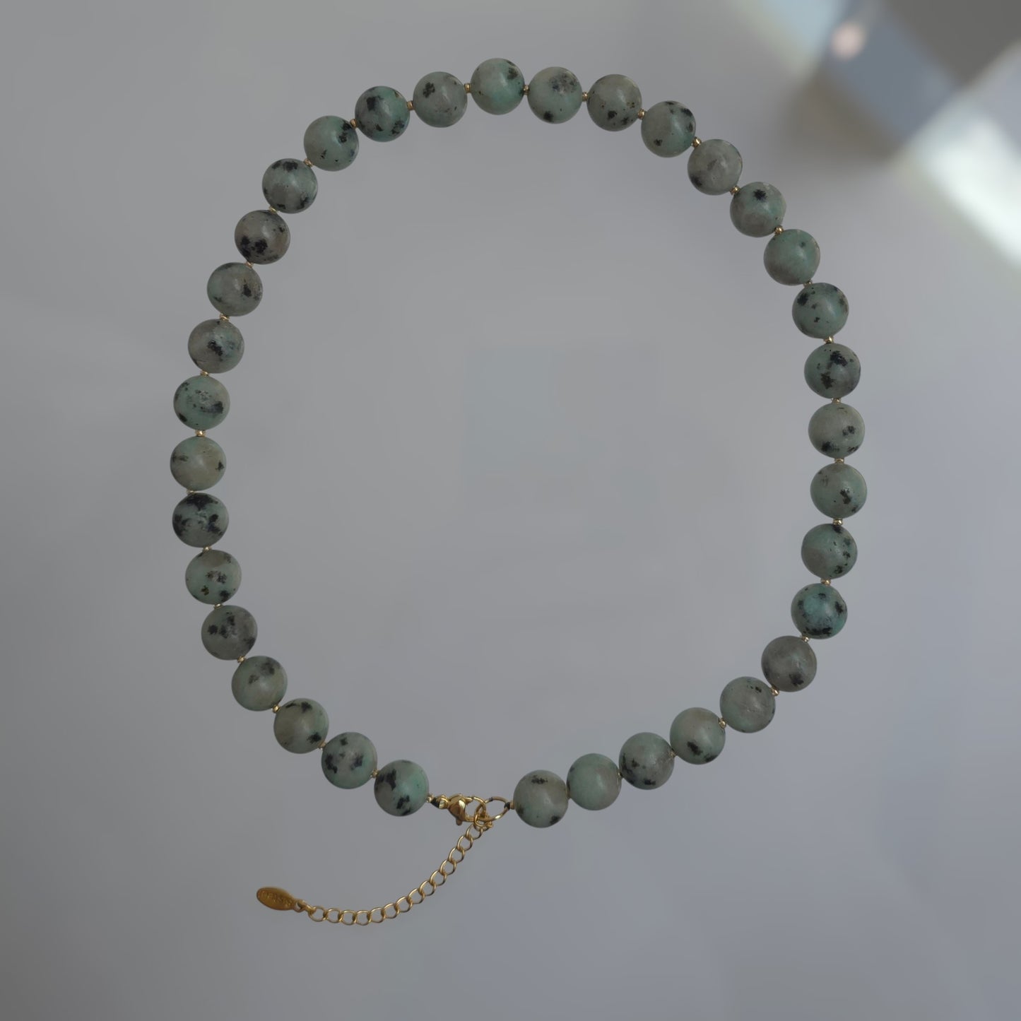 Natural Sesame Kiwi Jasper Necklace | Handmade Gemstone Bead Necklace