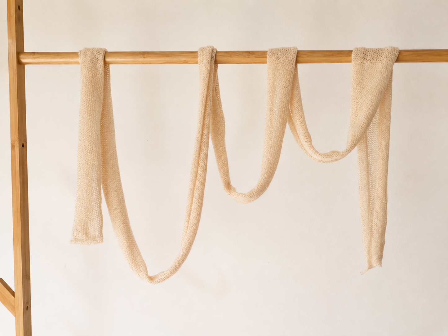 Champagne Mist - Extra Long Skinny Mohair Scarf with Soft Silver Shimmer